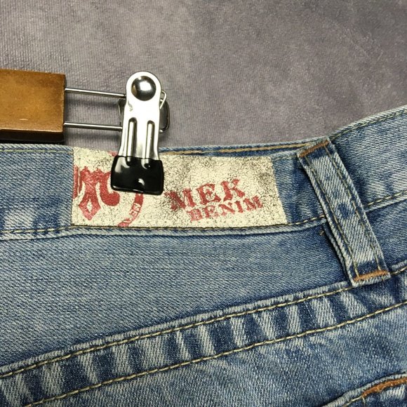 MEK Mens Chicago Boot Cut Blue Jeans size 40x34 Button Fly Cotton Denim Buckle - Picture 10 of 15